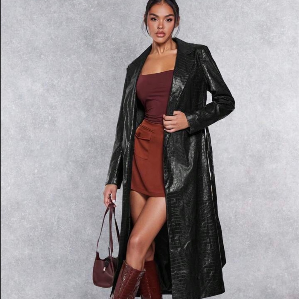 Vintage Together! Black Snakeskin Trench Coat